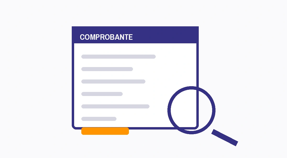 Comprobante de pago con una lupa